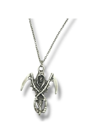 Ölüm Meleği Kolye Gotik Ruhlara Özel Karanlık Ve Anlam Yüklü Tasarım - 60 Cm Zincir Çok renkli