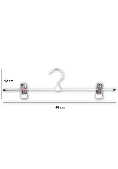 Ağırsoy 10 Adet Paslanmaz Çelik Mandallı, Tel, Etek Pantolon Askısı, Mandal Ucu Beyaz Pvc, 40 Cm