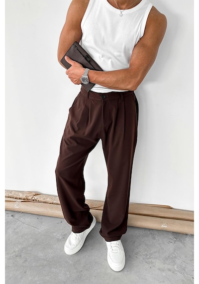 Kahverengi Basic Premium Kumaş Pantolon Kahverengi