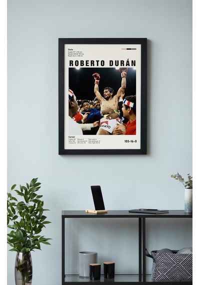 Roberto Durán Ahşap Çerçeveli Poster Tablo Efsane Boks Ustası