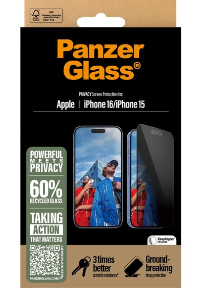 Panzerglass Apple Uyumlu iPhone 16 15 Ultra-wide Fit Gizli/hayalet Çerçeve Aparatlı Ekran Koruyucu