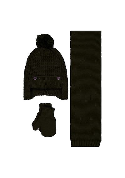 Civil Baby 6-18 Ay Atkı Bere Eldiven Set - Yeşil Yeşil
