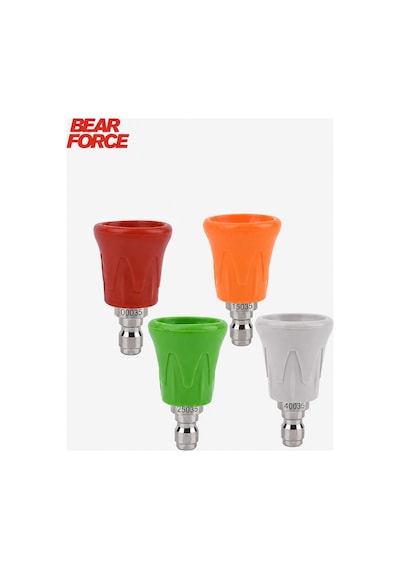Robeve Bear Force 4 Lü Basınçlı Yıkama Nozul Seti 1/4 Quick Connect 0 15 25 40 Paslanmaz Çelik Basınçlı Yıkama Uçları Araç Yıkama Nozul Seti Nozzle Seti