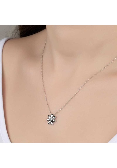 Swarovski Taşlı Gümüş Papatya Kadın Kolye (519304887)
