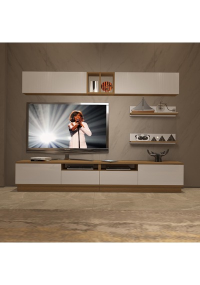 Decoraktiv Trendstyle 5220s Mdf Tv Ünitesi Tv Sehpası - Pera Beyaz Meşe - Beyaz
