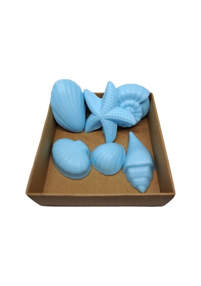 Deniz Kabukluları Süs Sabunu - Mavi Ort.4cm/6cm Beyaz sabun