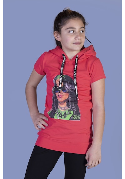 Toontoy Kids Toontoy Kız Çocuk Billie Eilish Baskılı Kapüşonlu Tişört Nar Çiçeği