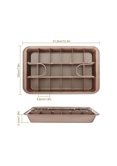 Karbon Çelik 18 Kişilik Kendinden Bölmeli Brownie Kek Ekmek Kalıbı Cin796pm Çok Renkli