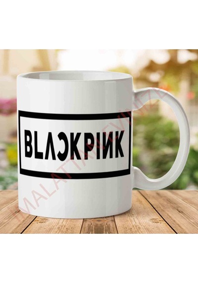 Blackpink Black Pink Logo Siyah Yazılı İki Tarafı Baskılı Kupa Bardak.jpg