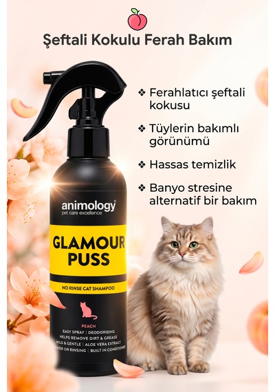 Animology Glamour Puss No Rinse Durulamasız Sprey Kedi Şampuanı 250 Ml - Şeftali Kokulu