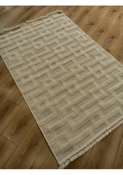 Çam Halı Enti Halı Togo 7510 Bej Geometrik Desenli Makine Halısı