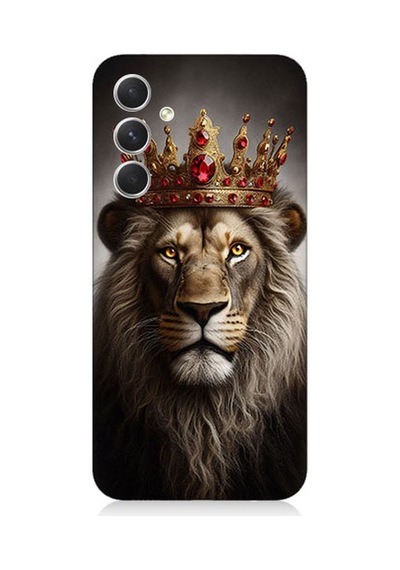 Samsung Galaxy A24 Uyumlu Taçlı Aslan 2 Desenli Silikon Kılıf