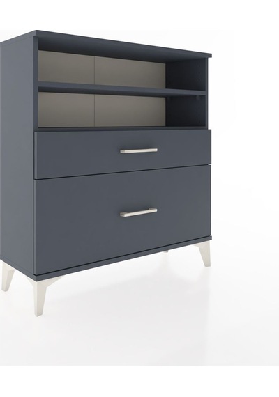 Arges Şifonyer 2 Raflı 2 Çekmeceli 88x30x96 Antrasit-antrasit Antrasit