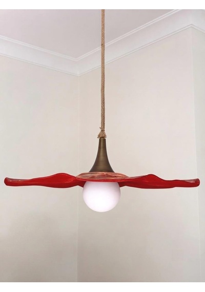 El yapımı kil sarkıt avize 60 cm - Wabi Sabi Terracotta - G9 Led aydınlatma