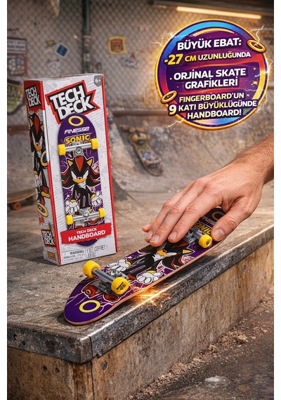 Tech Deck Finesse X Sonic The Hedgehog Handboard El Kaykayı Mini Skateboard 27 Cm 6+ Oyuncak Figürlü