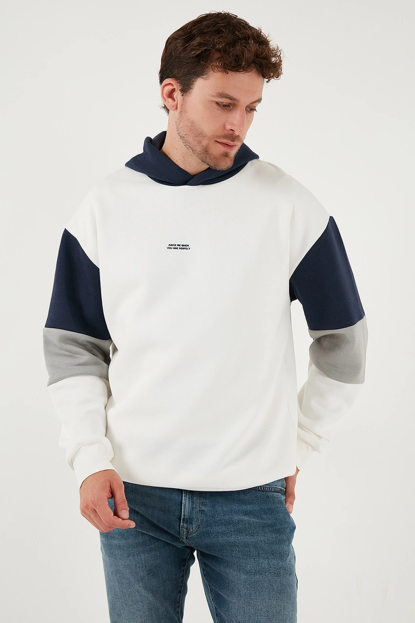 Buratti Pamuklu Relaxed Fit Kapüşonlu Içi Tüylü Yumuşak Şardonlu 2' Li Paket Erkek Sweat 5905299S2 Açık Haki-Ekru