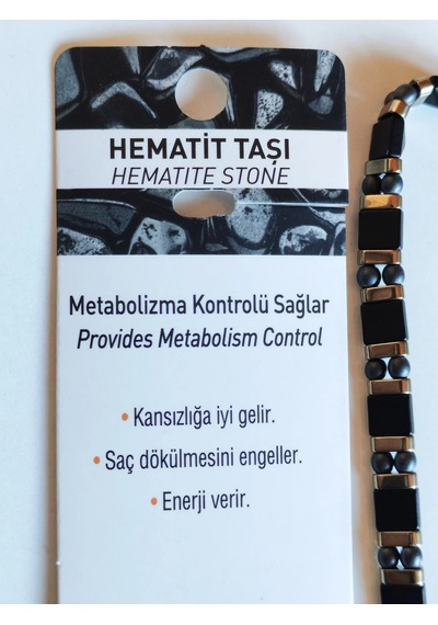 Siyah Hematit Taşlı Ayarlanabilir Erkek Bileklik Çok Renkli