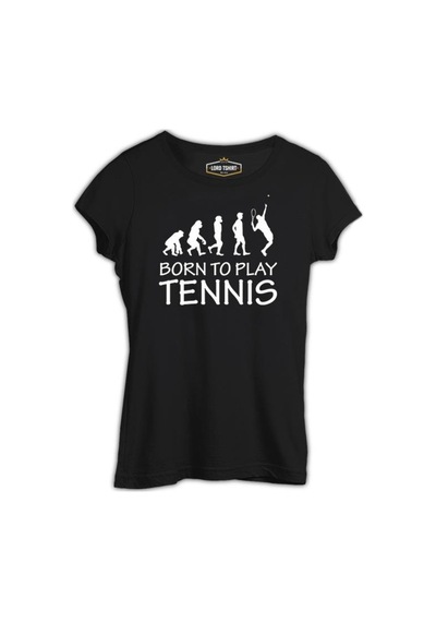 Tenis - Born To Play Siyah Bayan Tshirt