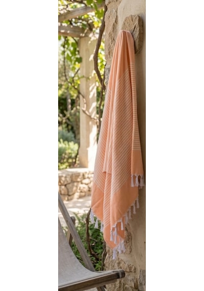 Lüks Hürrem Desen Peştemal 90x170 Cm - Pamuklu Ultra Hafif Hızlı Kuruyan Plaj Hamam Sauna Havlusu Turuncu
