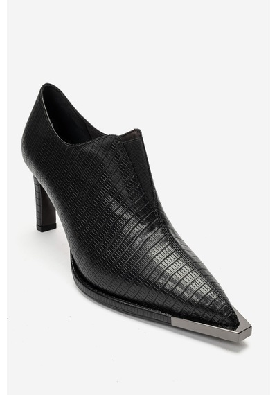Luvi Shoes Vıvana Siyah Çizgili Kadın Topuklu Ayakkabı