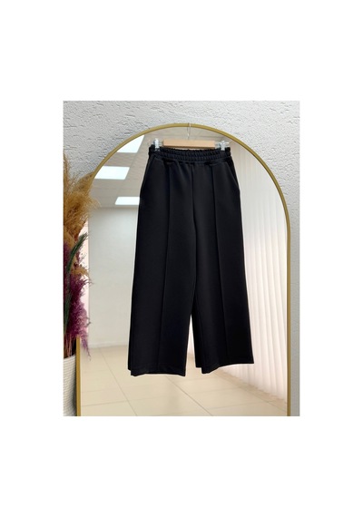 Unika Boutique Zayna Bol Paça Çımalı Skuba Dalgıç Pantolon-mt3555 Beyaz Siyah