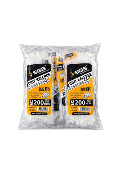 Sgs Tools Plastik Cırt Kelepçe 3.6x200mm Beyaz- 10'li Paket