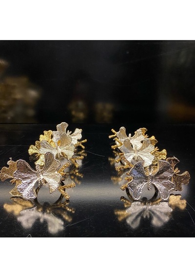 Alfafe Home Kelebek 6 Lı Altın&gümüş Peçete Yüzüğü 8x4x5.5 Cm Iki Kelebekli Silver&gold Sofra Yüzük Gold