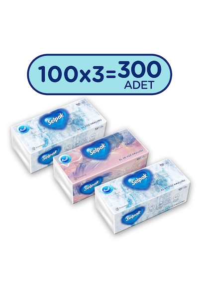 Selpak El ve Yüz Havlusu 3 x 100'lü