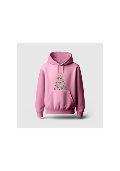 Ada Kostüm Tasarım Christmas Tree Cimnastik Baskılı Hoodie Sweatshirt Pembe