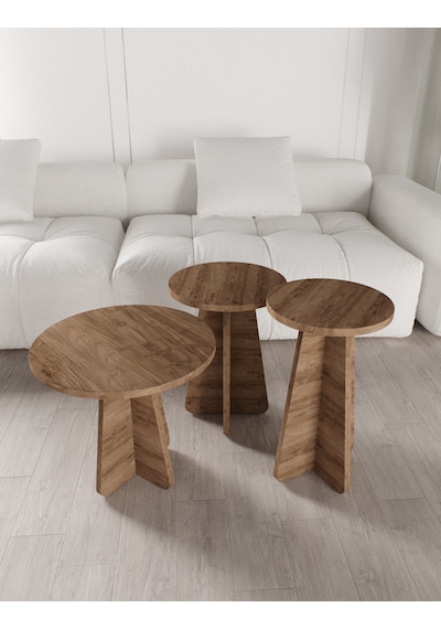 Mush 3lü Zigon Sehpa Ceviz - Tamamı Mdf