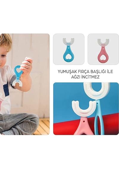U Şekli Bebek Diş Fırçası Pembe Renk