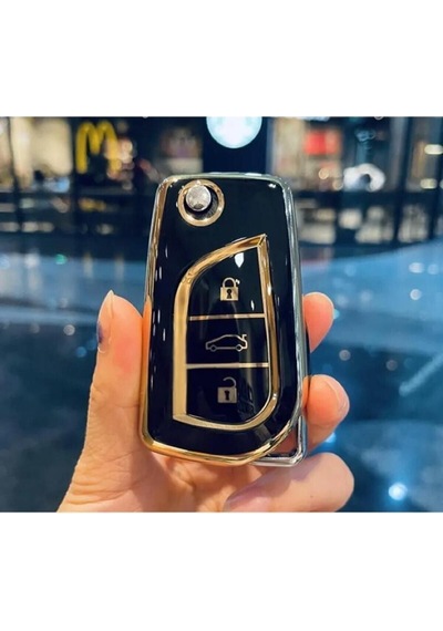Toyota Corolla Auris Yaris Verso Avensis Aygo Hilüx Nano Anahtar Koruma Kılıfı Siyah Gold Altın Renk