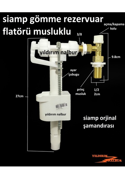 Siamp Gömme Prinç Rezervuar Flatörü Musluklu Şamandıra Su Kesme A