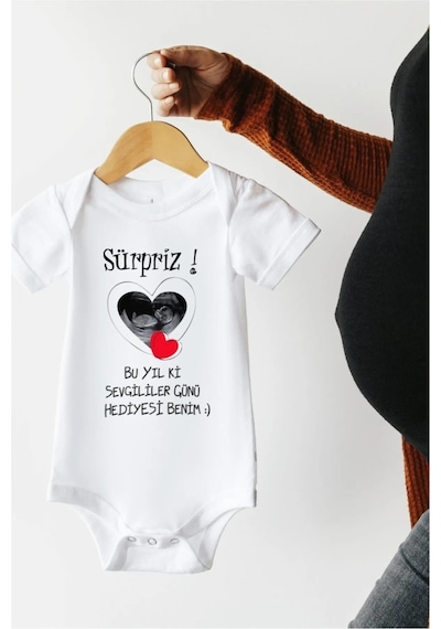 Hediyenza Sürpriz Sevgililer Günü Hediyen Benim Özel Tasarım Bebek Zıbın Pamuklu Çıtçıtlı Body Beyaz