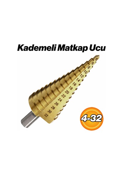 Kademeli Matkap Ucu 4-32 Mm Metal Ahşap Plastik Delme Aparatı Profesyonel Kullanım Uzun Ömürlü