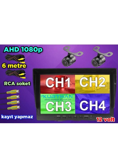 7 İnç Kayıtsız Ekran 2 Adet Ahd 1080p Kamera Seti 12 Volt