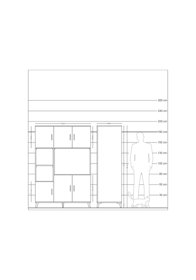 Kronos Dolap 9 Raflı 6 Kapaklı 132x59x195 Antrasit-çam/çam Antrasit