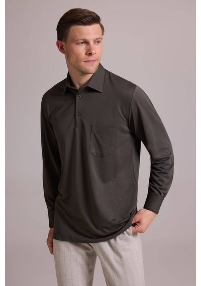 Ysf Erkek Koyu Yeşil Polo Yaka Sweatshirt