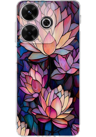 Printify Redmi 13 4g İle Uyumlu Vitray Sessiz Lotus Tasarımlı Şeffaf Silikon Kılıf Şeffaf