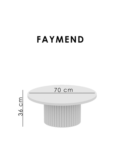 Faymend Kooky Modern Yuvarlak Meşe Ahşap Orta Sehpa '70cm' Siyah