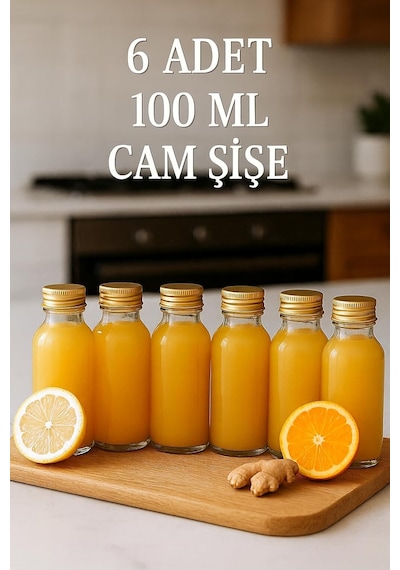 6 Adet Şeffaf Cam Shot Şişesi Sızdırmaz Gold Metal Kapaklı Kolonya Koku Süs Çok Amaçlı Şişe 100ml Genel