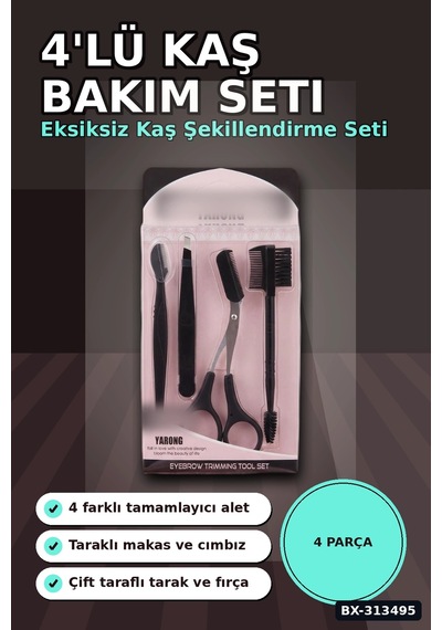 4 Parcali Hassas Kas Bakim Seti Cimbiz Makas Sekillendirme Bicagi Ve Tarak Fircasi Bx-313495