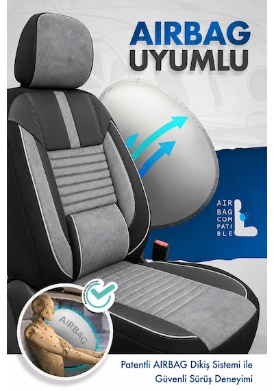 Vw Caddy 2 Phantom Gri Tay Tüyü Ticari 2+1 Oto Koltuk Kılıfı Tam Set -ortopedik-kolay Montaj-terletmez 2004 - 2015