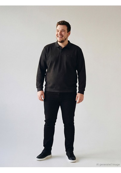 Lcwaıkıkı Classic Antrasit Büyük Beden Polo Yaka Erkek Sweatshirt