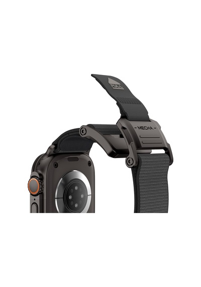 Watch 42mm Uyumlu Mohseven İwatch Mecha Sport Hasır Kordon Siyah-gri