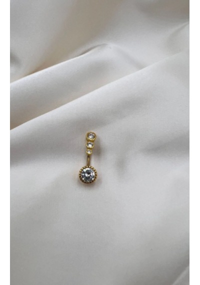 Bb Üç Taş Göbek Piercing Altın