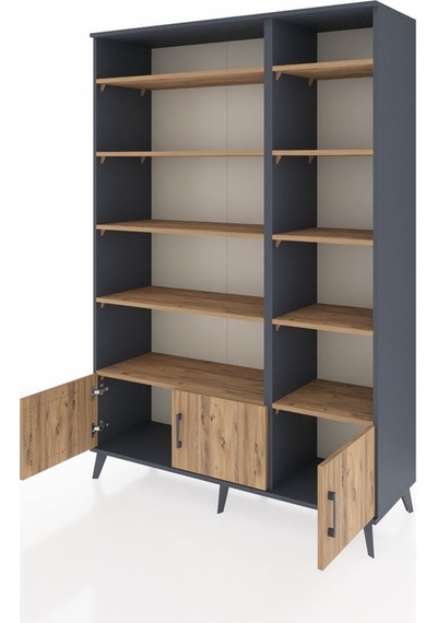 Hyperion Dolap 10 Raflı 3 Kapaklı 132x44x195 Antrasit-çam/çam Antrasit