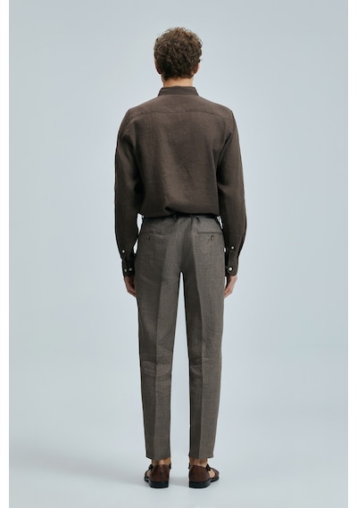 Lufian Alberto Smart Erkek Chino Pantolon Comfort Pileli Kahverengi Kahverengi 111190341100400 Kahverengi