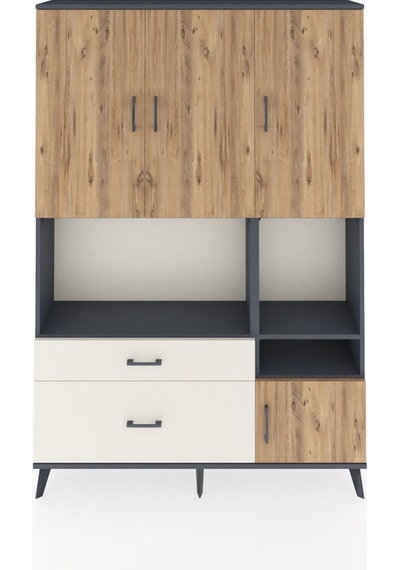 Arges Dolap 7 Raflı 2 Çekmeceli 4 Kapaklı 132x30x195 Antrasit... Antrasit