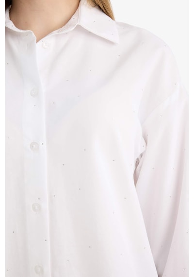 Defacto Relax Fıt Poplin Gömlek Tunik E7977ax26spwt32 Beyaz-wt32